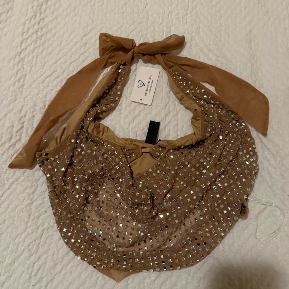 Windsor Tan Rhinestone halter top